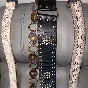 Lot of FOUR 4 Gorgeous BOHO Belts Crochet Conch Western Medium Large M/L EUC!!